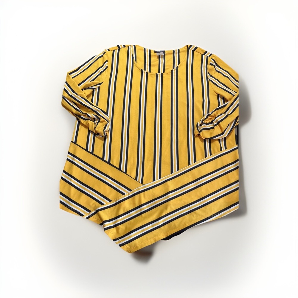 cocomo Gold, Blue And White Stripes womens Blouse  tops xl